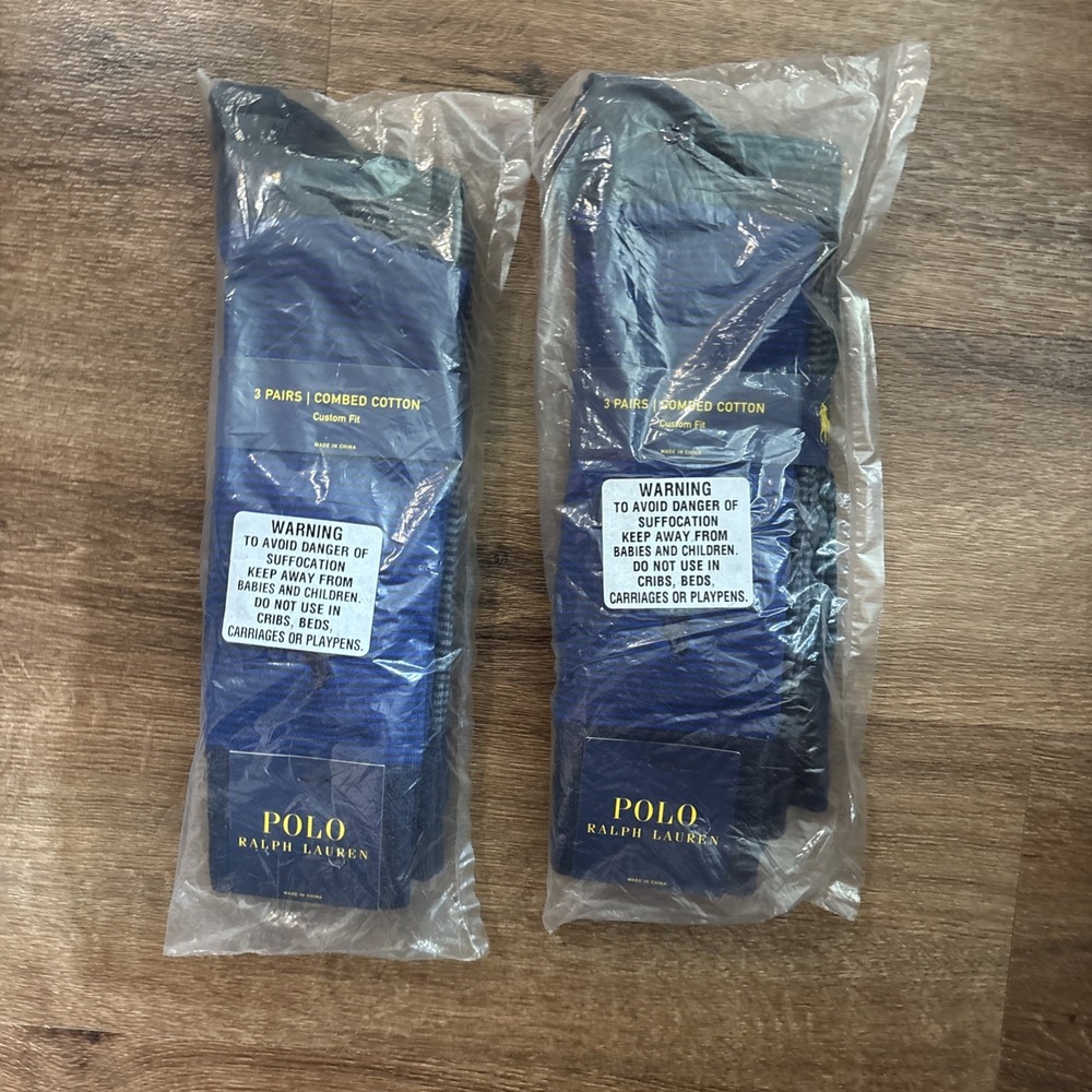 Polo Ralph Lauren Casual Dress Socks Mens 10-13 Combed Cotton Custom Fit 6 Pair